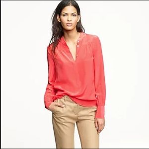 J.Crew Silk Rhea Popover - Neon Rose Size 0